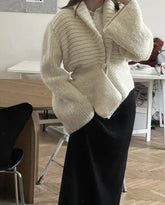 Button Up Slit Knit Cardigan